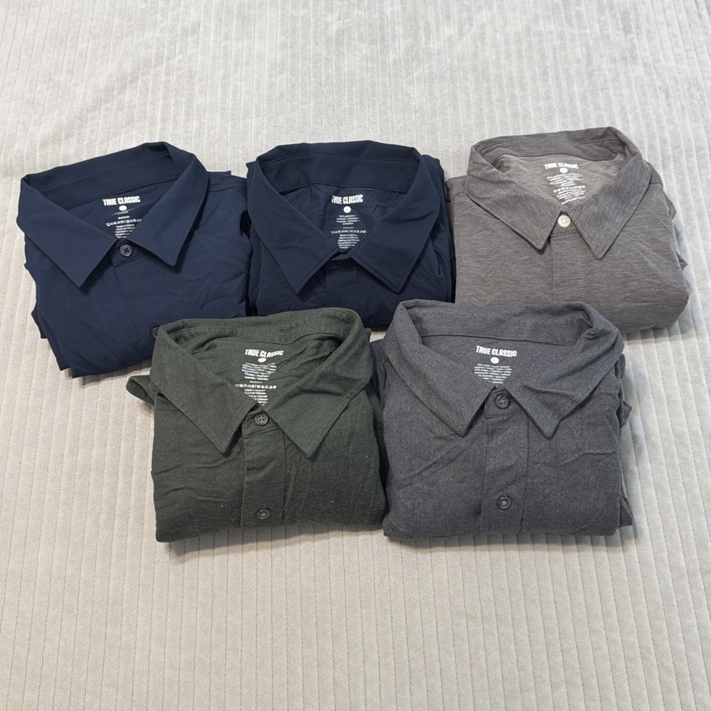 True Classic Mens Button Down long sleeve Shirt Mens Large Lot 5